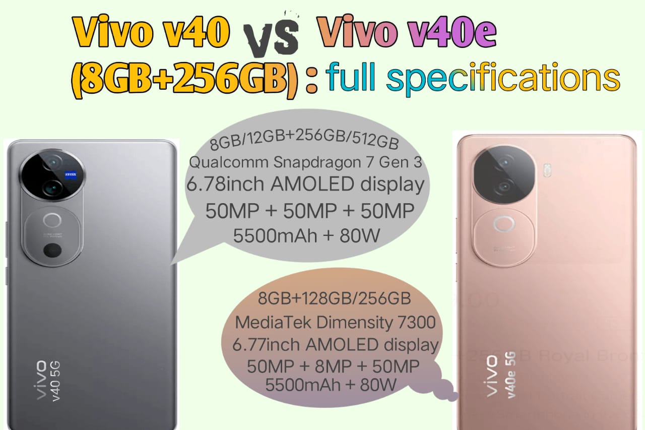 Vivo v40 Vs Vivo v40e (8GB+256GB): Full Specs
